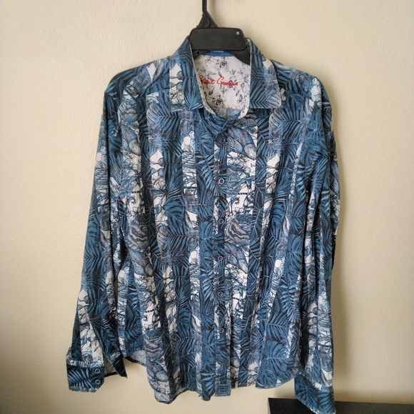 Robert Graham Other - ROBERT GRAHAM Men's Blue Leaf Stripe Thurston Embroidered LS Mens Shirt XL